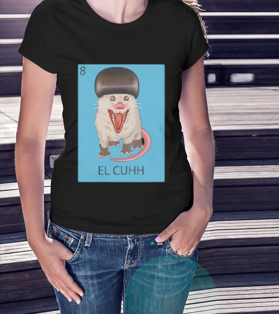 Takuache Loteria El Cuhh Card Number 8 Possum Art Cartoon Style T-Shirt