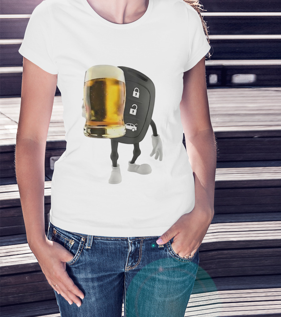 Beer Glass Car Key Locks T-Shirt