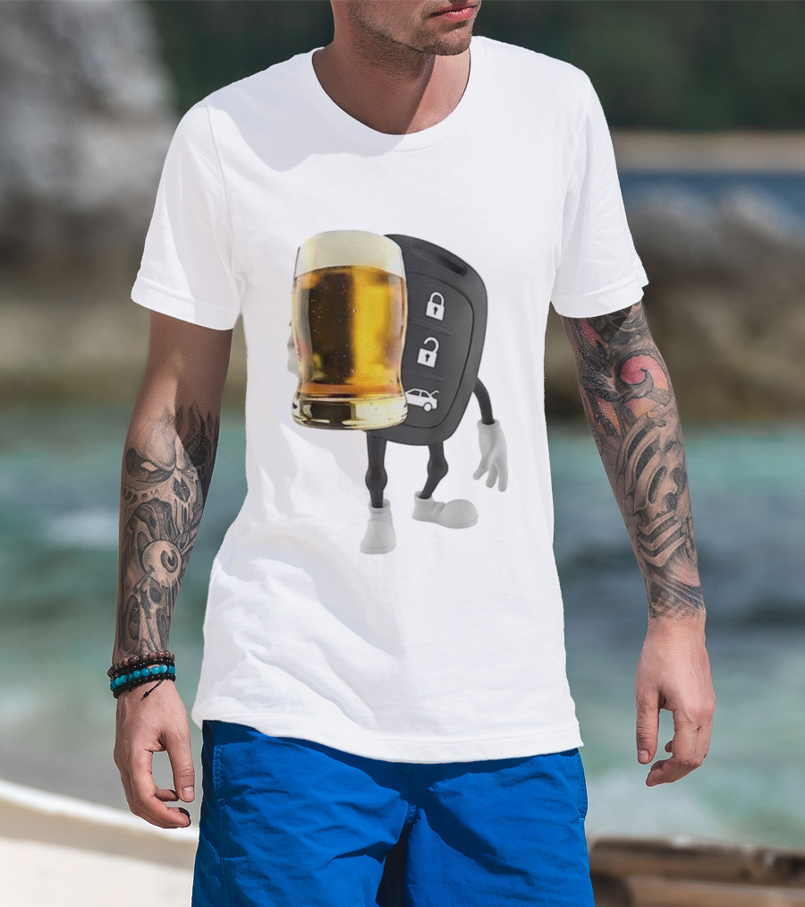 Beer Glass Car Key Locks T-Shirt