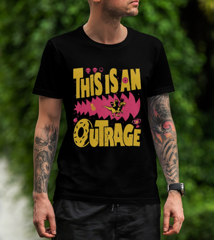 This Is An Outrage Cat Riding Dinosaur With Pineapple T-Shirt