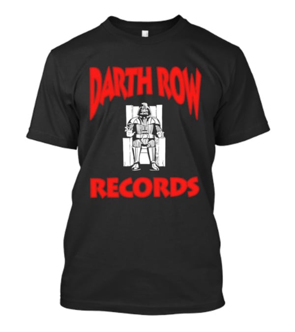 Darth Row Records Sitting Figure Bold Red Text T-Shirt