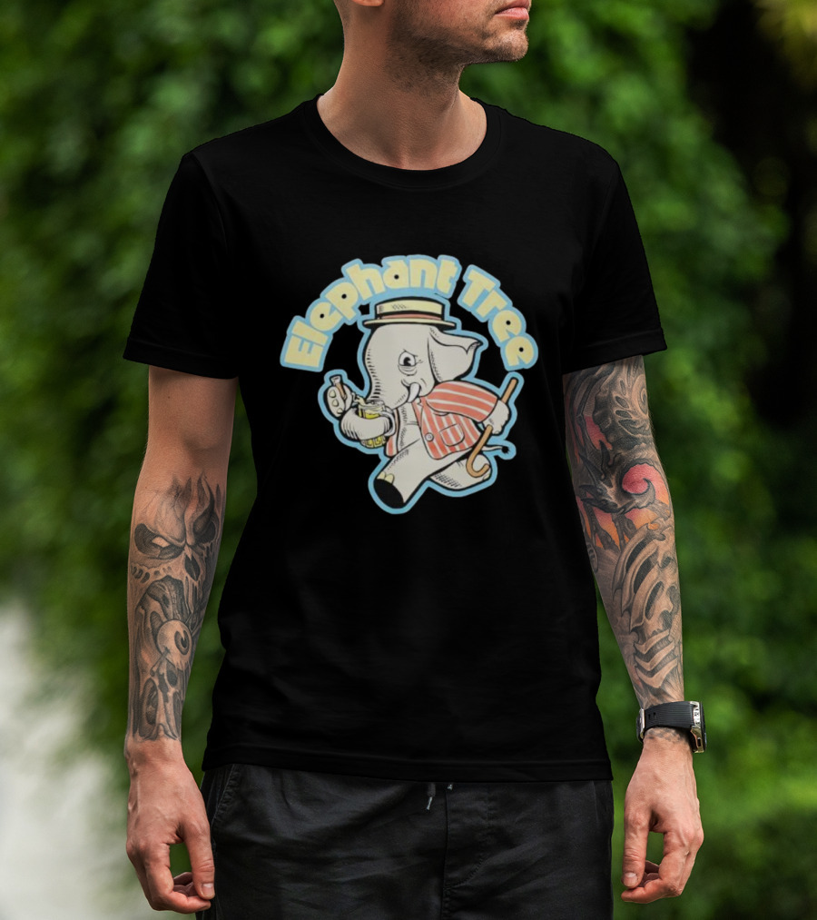 Elephant Tree Vintage Cartoon Style Elephant In Suit And Hat T-Shirt
