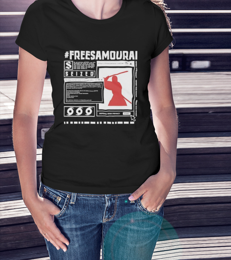 Free Samourai Seized Classic Japanese Warrior Silhouette T-Shirt