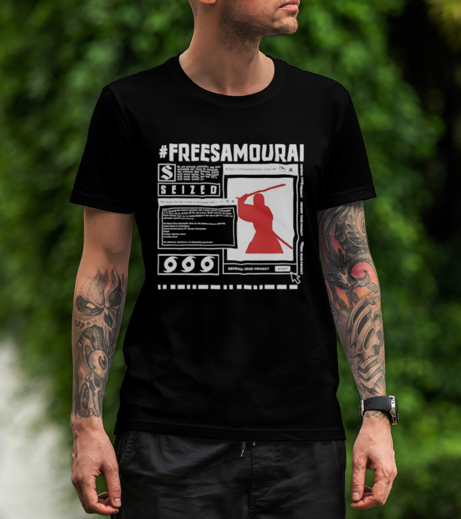 Free Samourai Seized Classic Japanese Warrior Silhouette T-Shirt