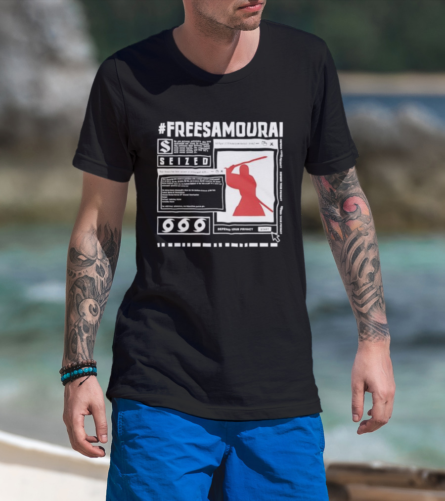 Free Samourai Seized Classic Japanese Warrior Silhouette T-Shirt
