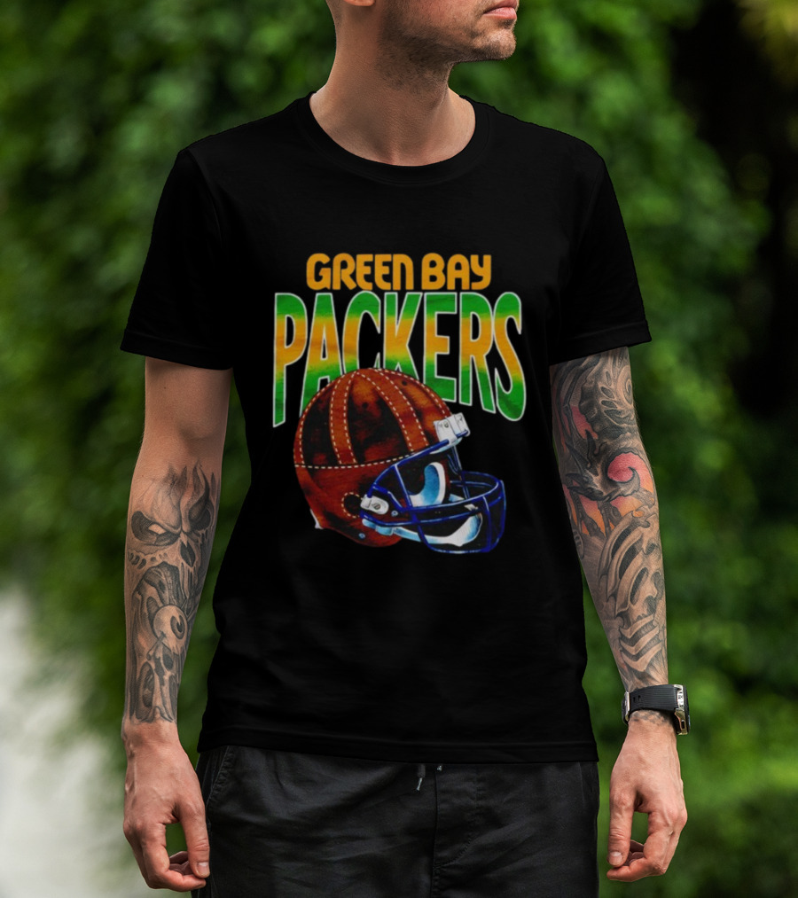 Green Bay Packers Vintage Helmet Gradient Style T-Shirt