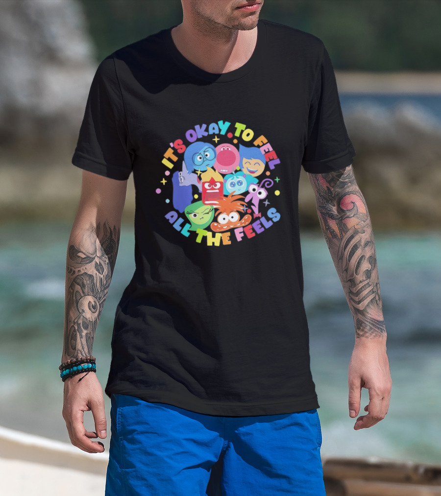It's Okay To Feel All The Feels Rainbow Characters Circle T-Shirt