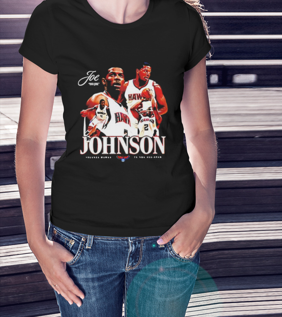 Joe Johnson Atlanta Hawks NBA Basketball Legend And All-Star Hawks Player Image T-Shirt