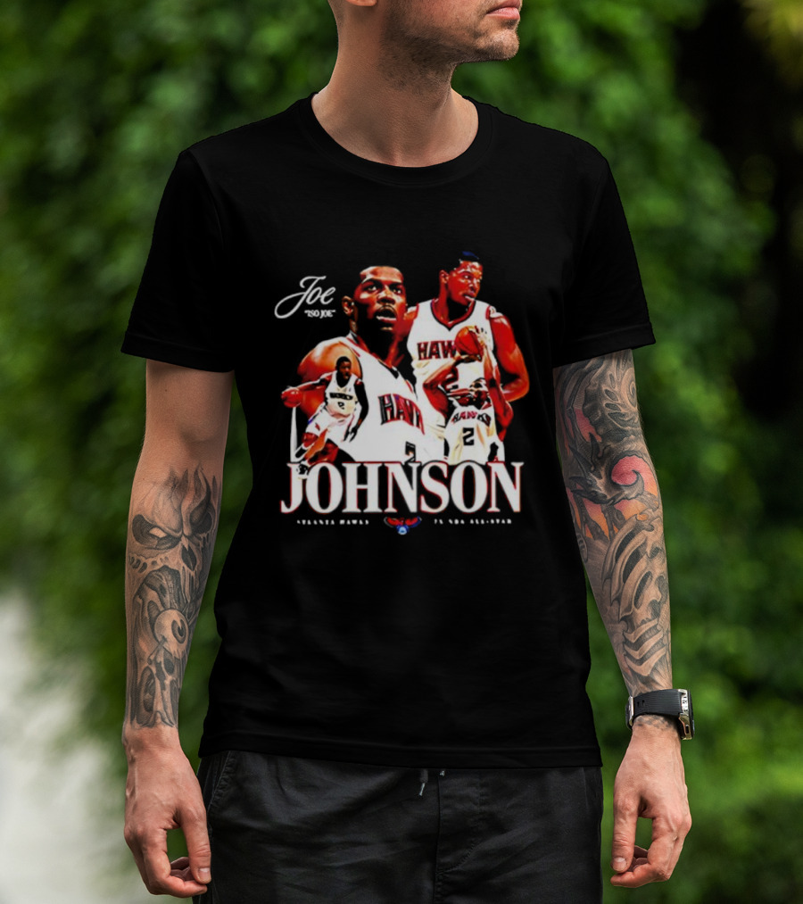 Joe Johnson Atlanta Hawks NBA Basketball Legend And All-Star Hawks Player Image T-Shirt