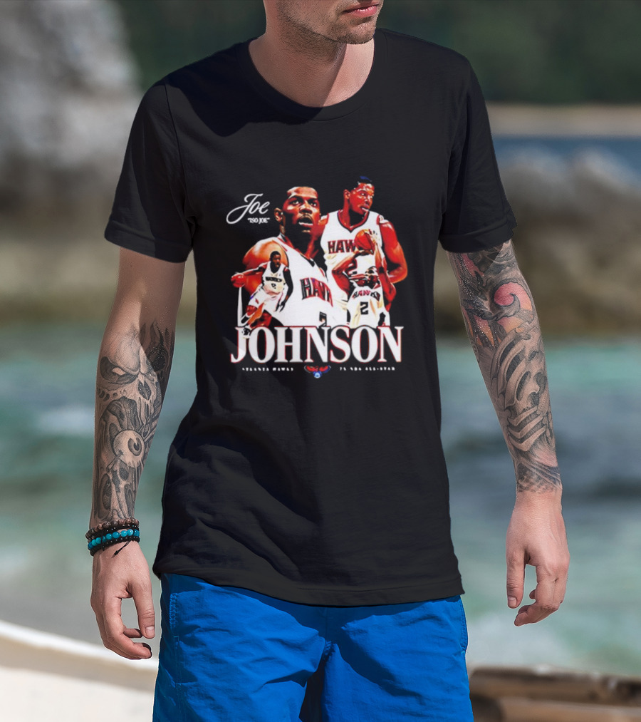 Joe Johnson Atlanta Hawks NBA Basketball Legend And All-Star Hawks Player Image T-Shirt