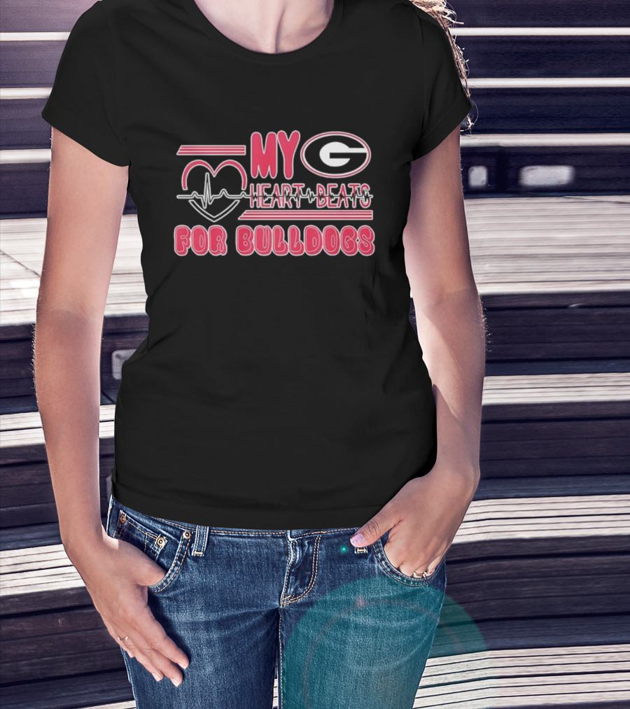 My Heart Beats For Georgia Bulldogs Football Fan Pride T-Shirt