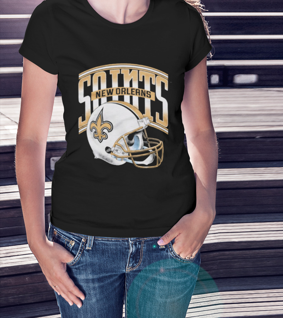 New Orleans Saints Football Helmet Gradient Style T-Shirt