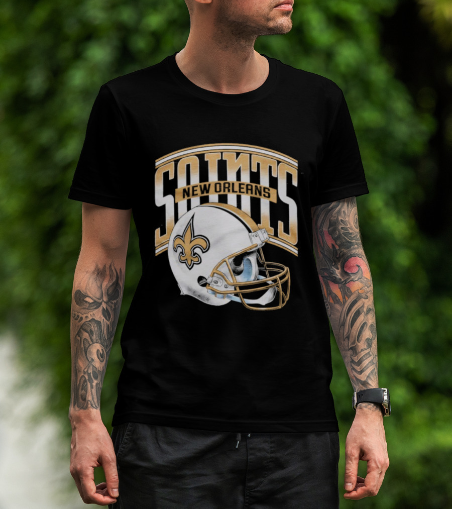 New Orleans Saints Football Helmet Gradient Style T-Shirt