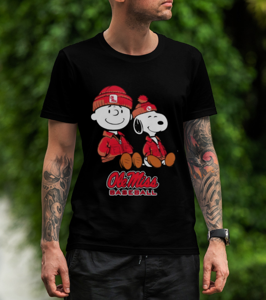 Ole Miss Baseball Snoopy And Charlie Brown Collaboration T-Shirt