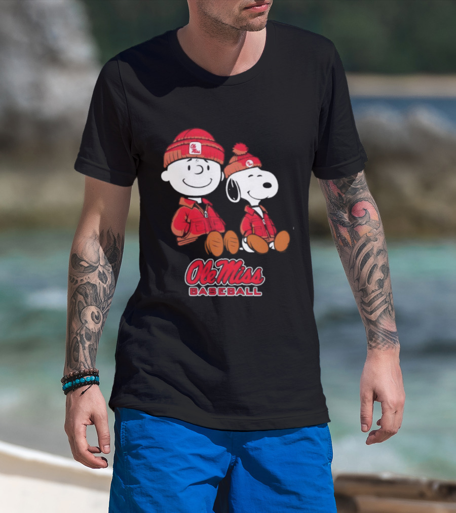 Ole Miss Baseball Snoopy And Charlie Brown Collaboration T-Shirt
