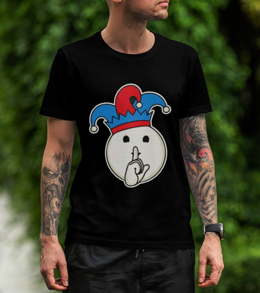 Silent Fool Jester Emoji Quiet Gesture T-Shirt