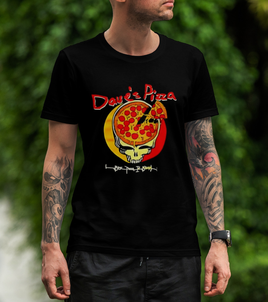 Dave's Pizza Skull Grateful Dead Vs Classic Pizza Logo Mashup T-Shirt