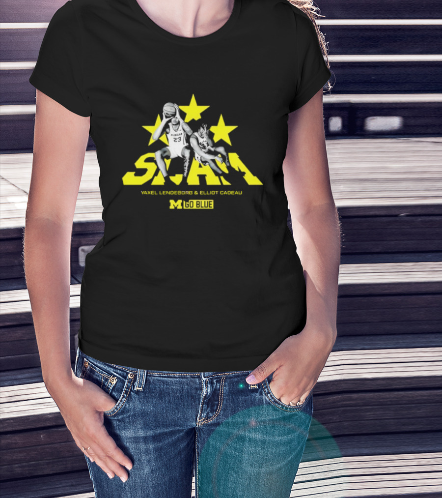 SLAM Yaxel Lendeborg Elliot Cadeau Michigan M Go Blue Stars T-Shirt