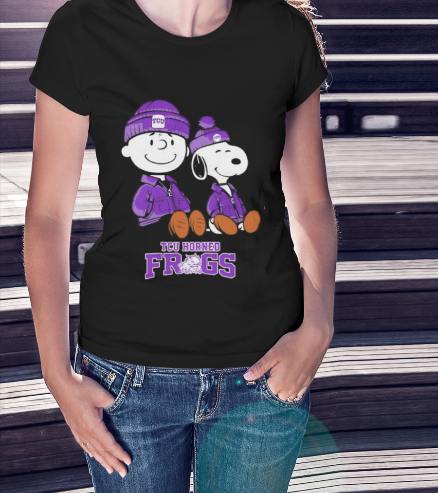TCU Horned Frogs Snoopy Charlie Brown Collaboration Football Fan Gear T-Shirt