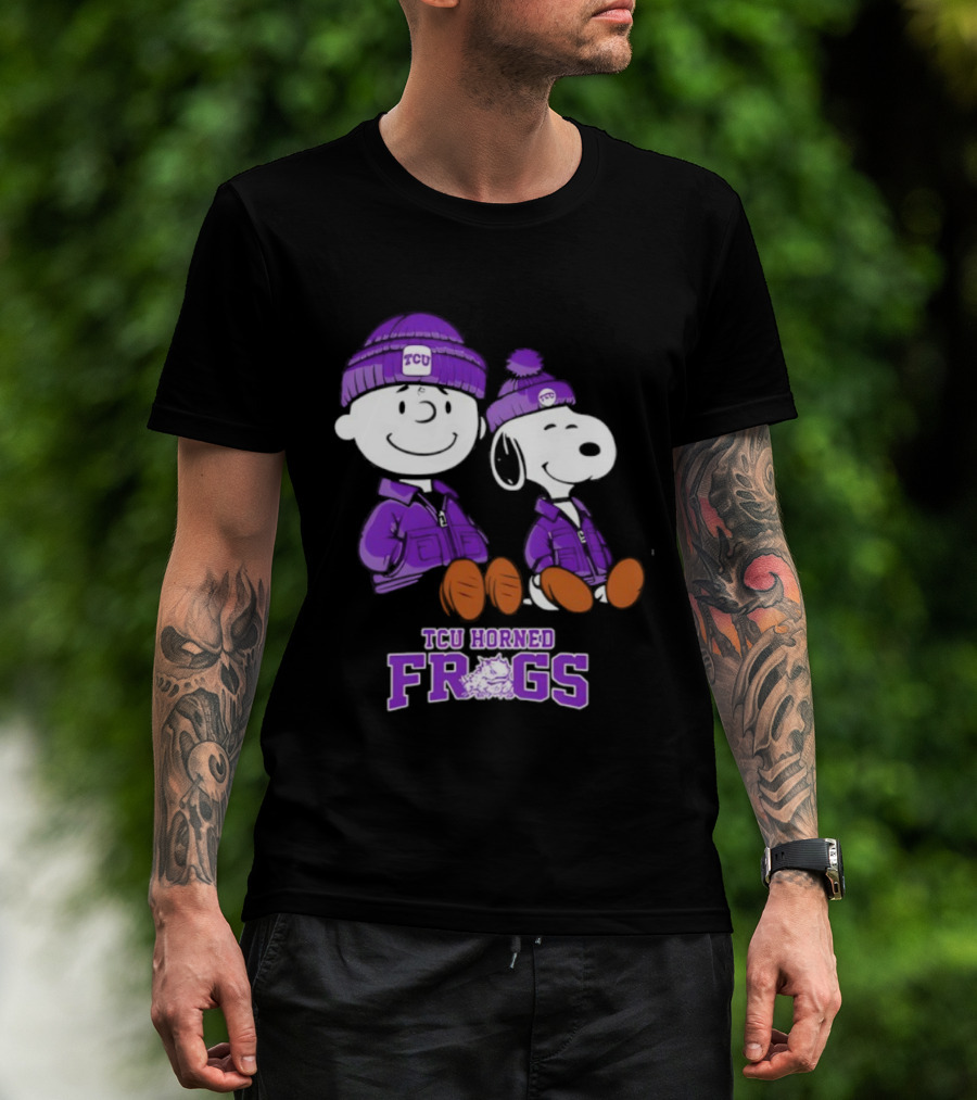 TCU Horned Frogs Snoopy Charlie Brown Collaboration Football Fan Gear T-Shirt