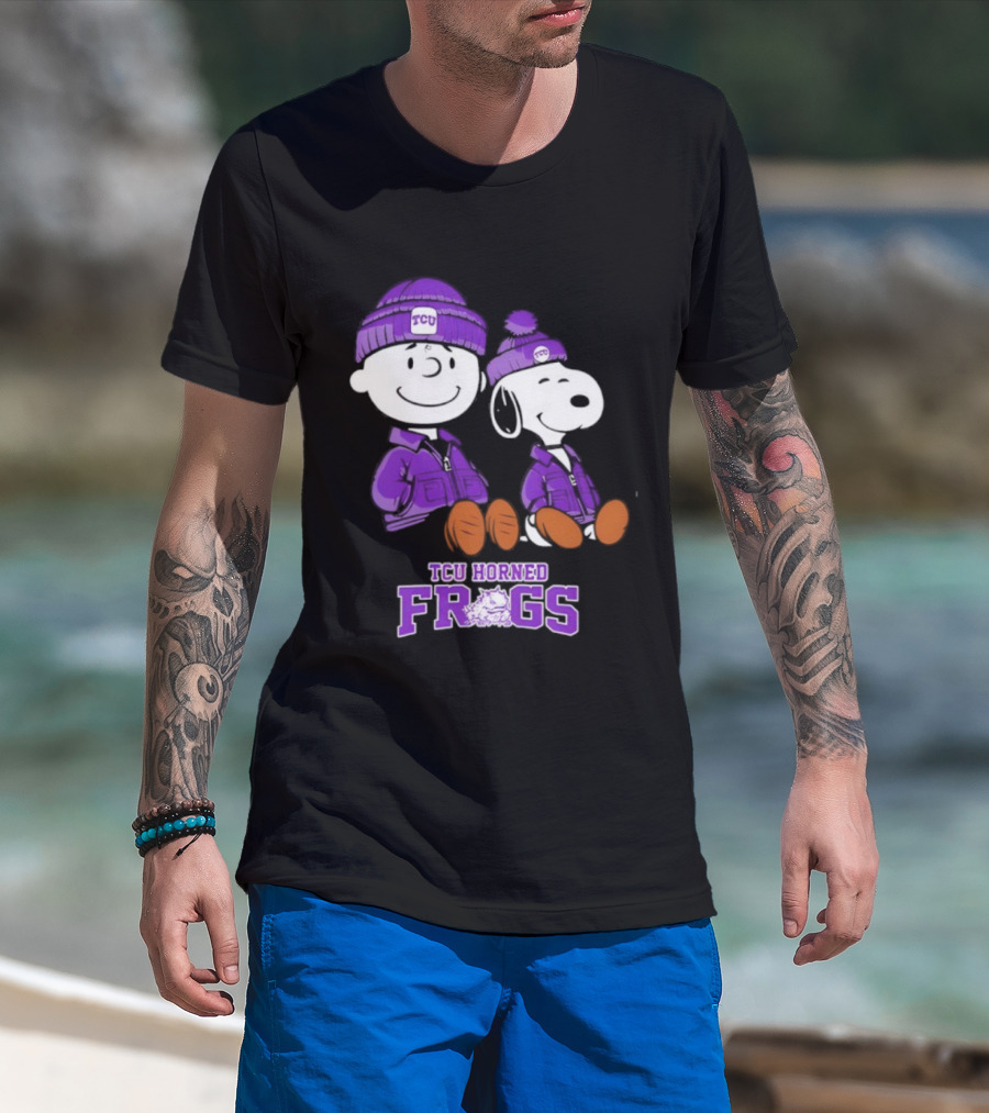 TCU Horned Frogs Snoopy Charlie Brown Collaboration Football Fan Gear T-Shirt