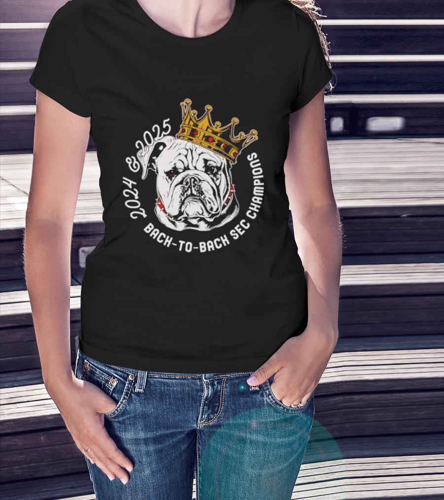 2024 2025 Back-to-Back SEC Champions Bulldog Crown T-Shirt