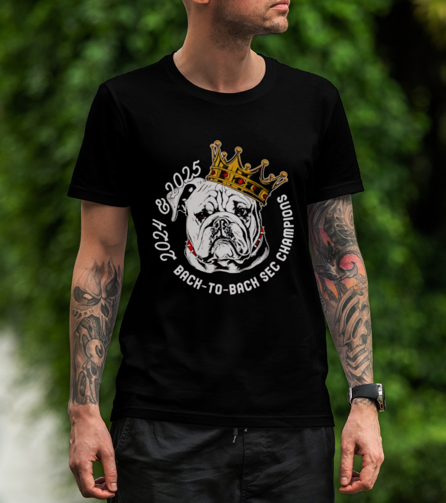 2024 2025 Back-to-Back SEC Champions Bulldog Crown T-Shirt