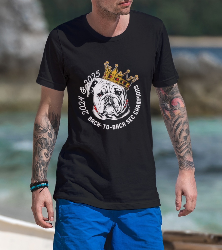 2024 2025 Back-to-Back SEC Champions Bulldog Crown T-Shirt