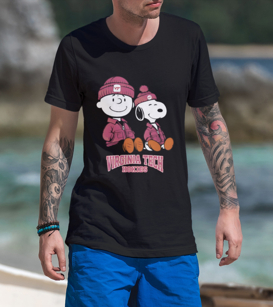 Virginia Tech Hokies Snoopy Charlie Brown Peanuts VT Collaboration T-Shirt