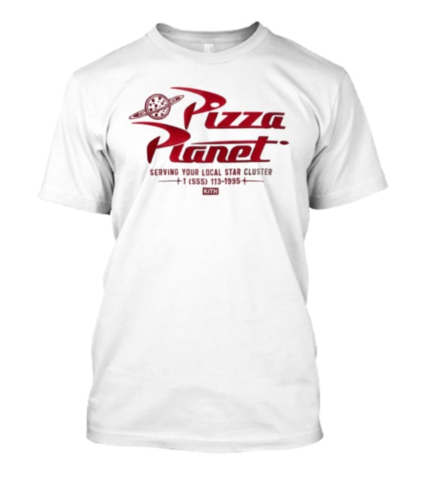 Disney Kith For Pixar Pizza Planet Nelson Leaving Your Local Star Cluster Call 771-8000 T-Shirt