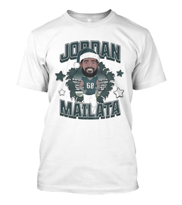 Jordan Mailata Santa Hat Philadelphia Eagles Football NFL Merry Christmas T-Shirt