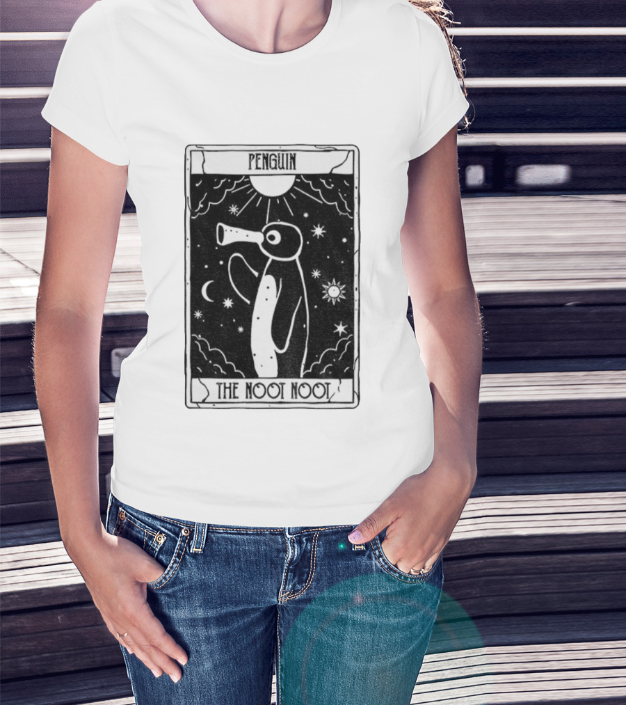 Penguin Noot Noot Tarot Card Funny Design T-Shirt