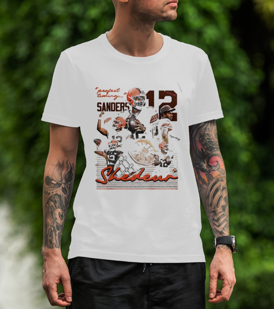 Shedeur Sanders 12 Perfect Timing Cleveland Browns NFL Football 2025 T-Shirt