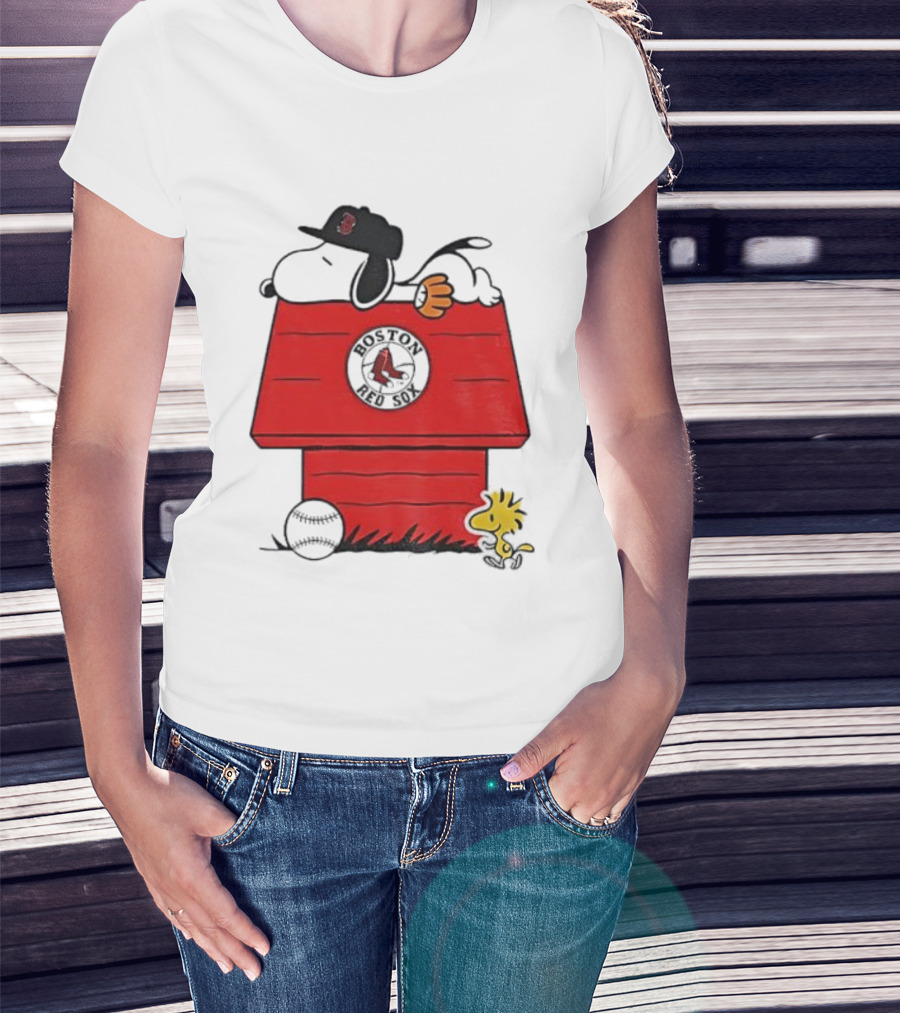 Snoopy Woodstock Boston Red Sox Dugout MLB Baseball T-Shirt