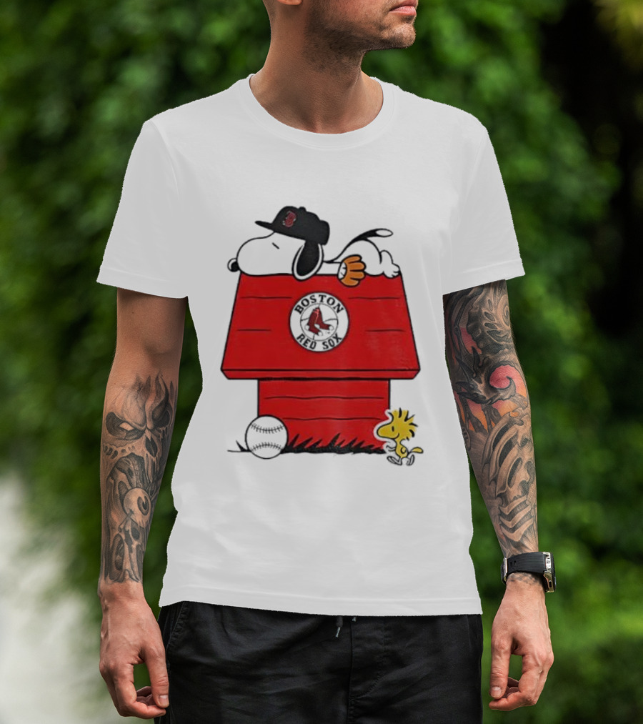 Snoopy Woodstock Boston Red Sox Dugout MLB Baseball T-Shirt