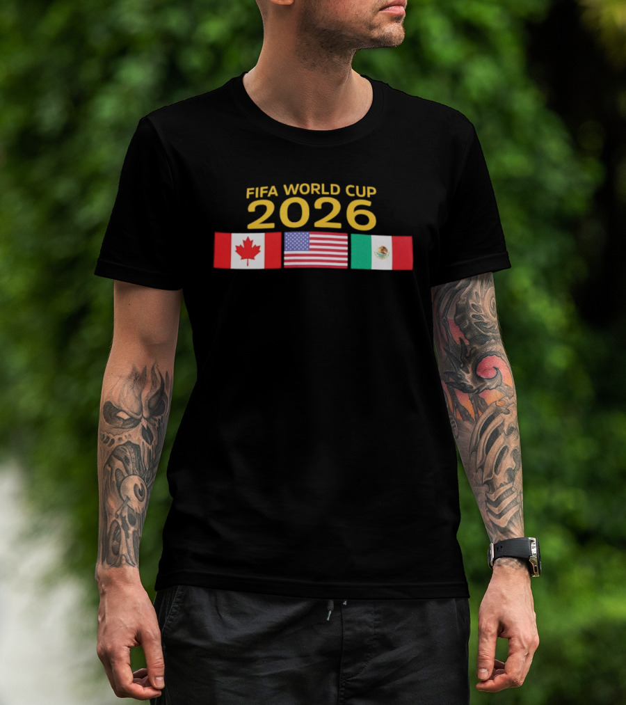 FIFA World Cup 2026 Canada USA Mexico Flags T-Shirt