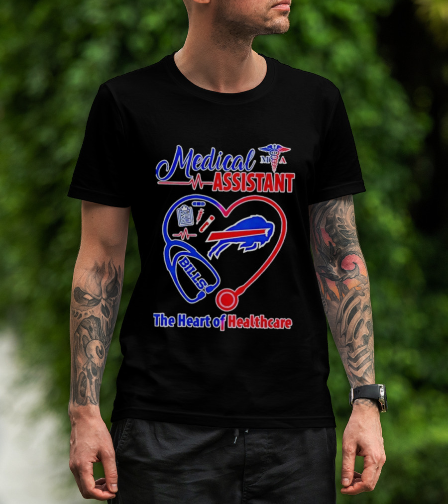 Buffalo Bills Stethoscope Medical Assistant Heart Of Healthcare T-Shirt