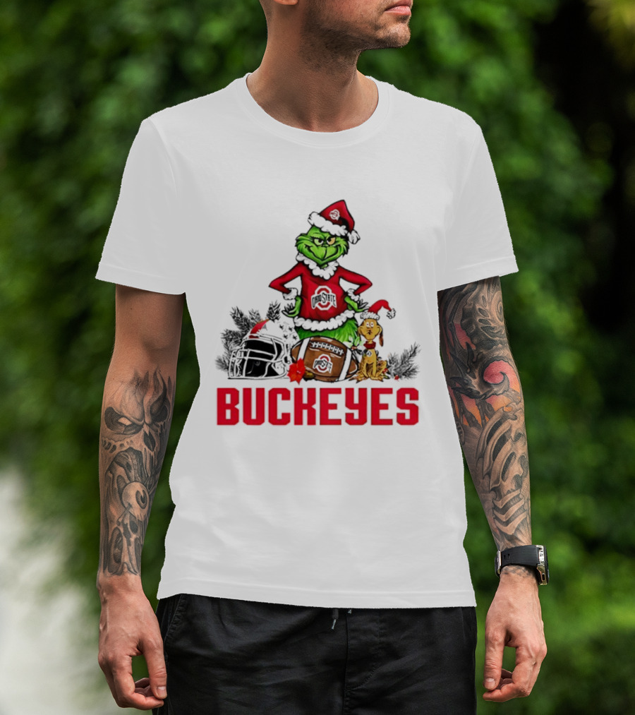Ohio State Buckeyes Christmas Grinch And Max Dog T-Shirt