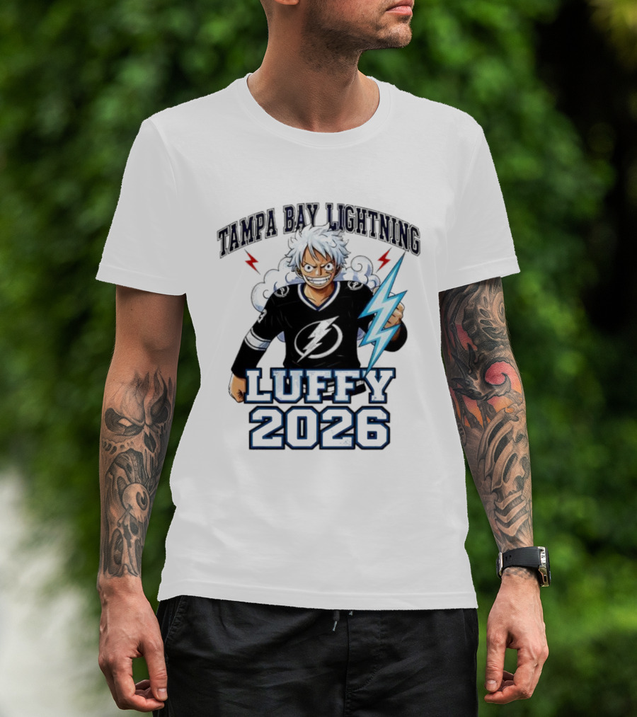 Tampa Bay Lightning Luffy 2026 One Piece Crossover T-Shirt