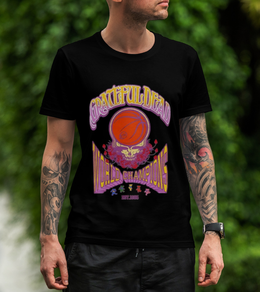 Grateful Dead Basketball Skull Roses World Champions Est 1965 T-Shirt