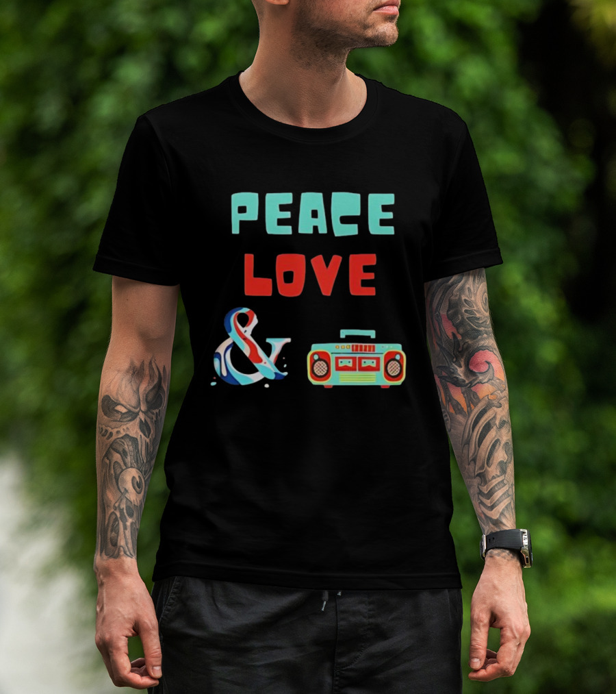 Peace Love Ampersand Retro Boombox T-Shirt