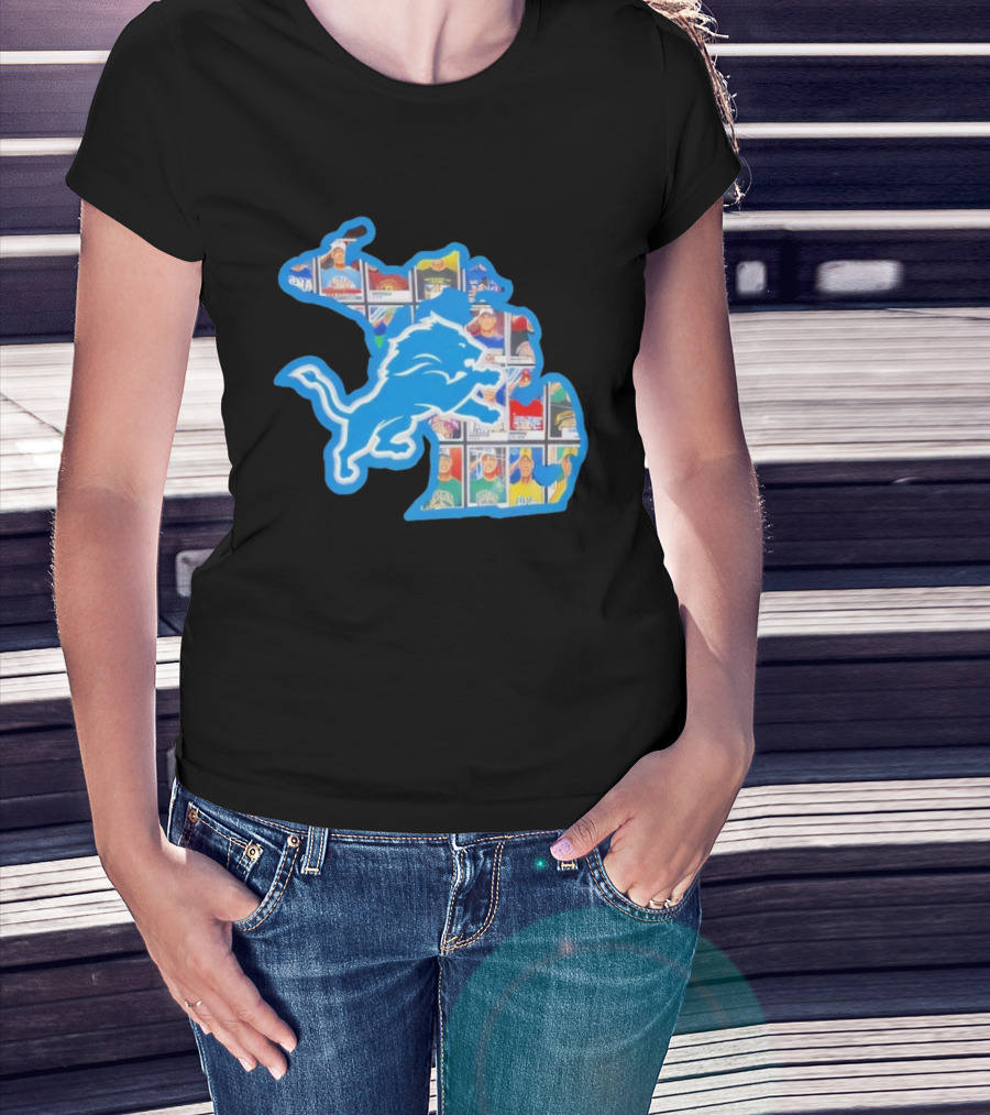 Detroit Lions John Cena Tribute Thank You For Memories Map Design T-Shirt