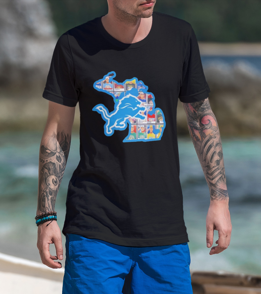 Detroit Lions John Cena Tribute Thank You For Memories Map Design T-Shirt