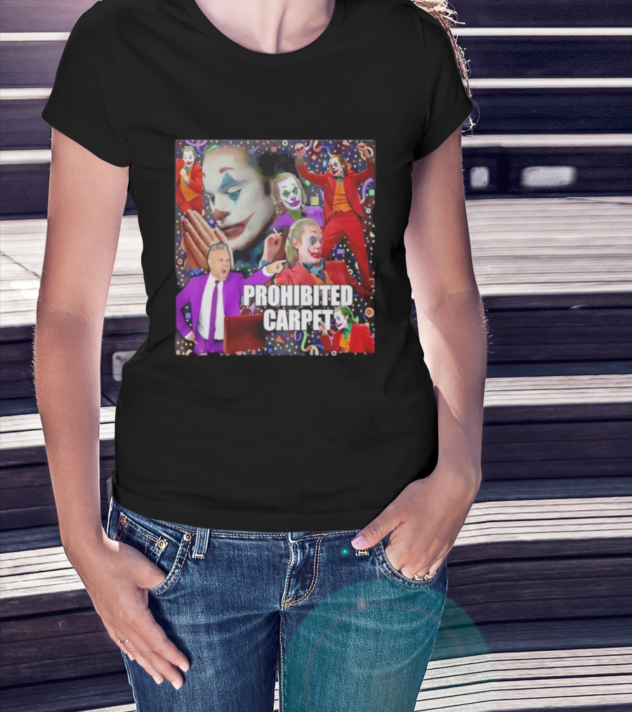 Prohibited Carpet Joker Clown Faces Confetti T-Shirt