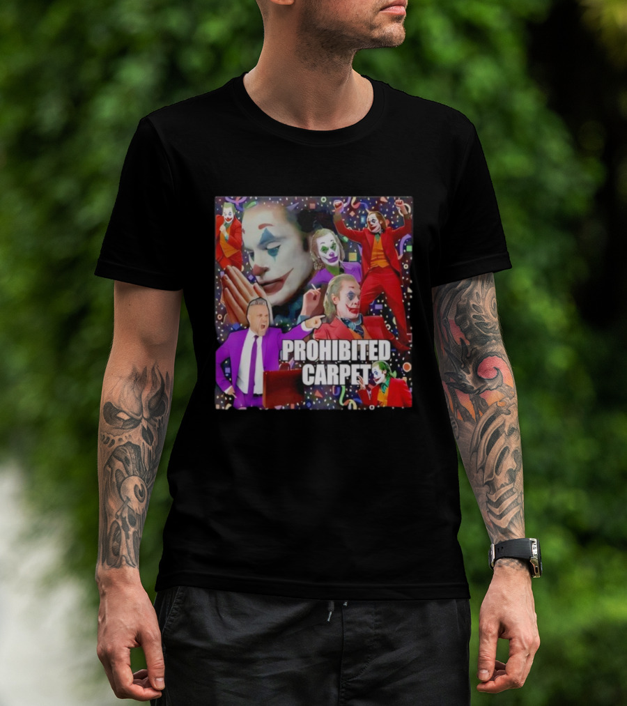 Prohibited Carpet Joker Clown Faces Confetti T-Shirt