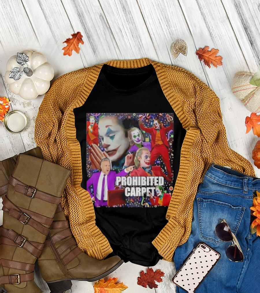 Prohibited Carpet Joker Clown Faces Confetti T-Shirt