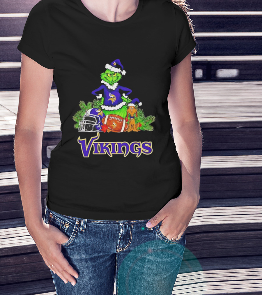 The Grinch Max Christmas Minnesota Vikings Football Helmets T-Shirt