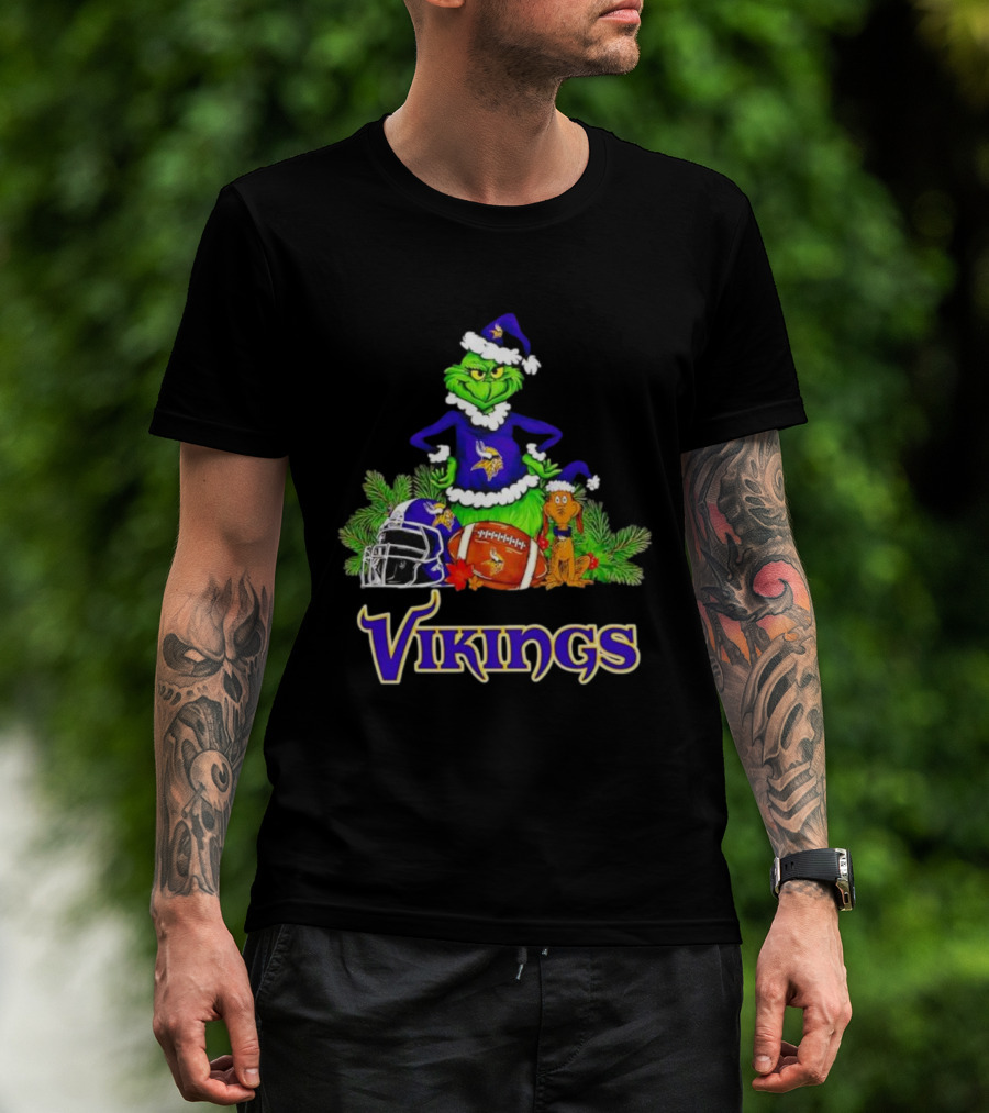 The Grinch Max Christmas Minnesota Vikings Football Helmets T-Shirt