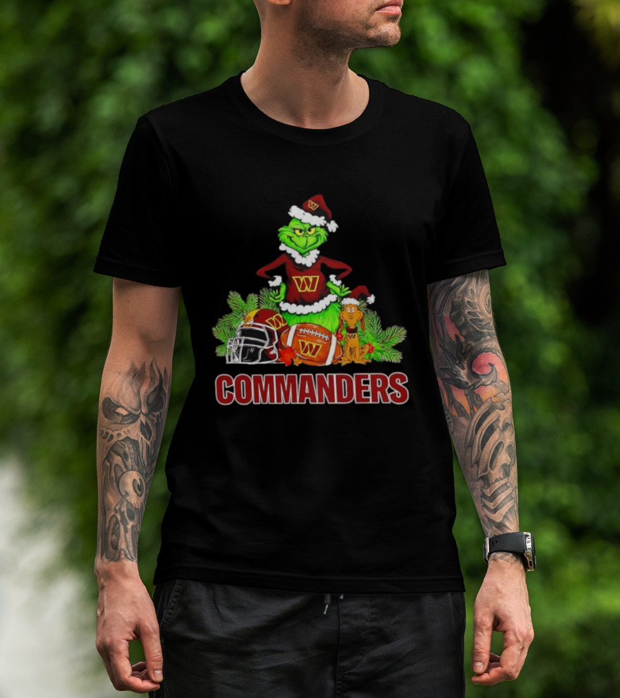 The Grinch And Max Commanders Christmas Football Theme T-Shirt