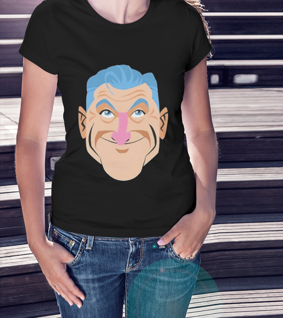 Craig Ferguson Big Head Cartoon Blue Hair Fun Illustration T-Shirt